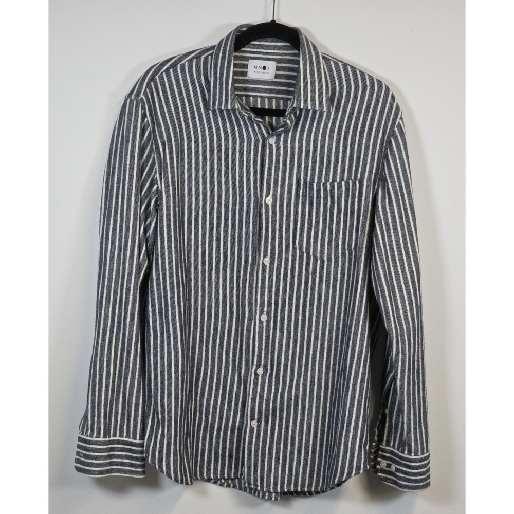 NO NATIONALITY NN07 Errico Mens M Regular Fit Soft Flannel Striped Shirt Gray